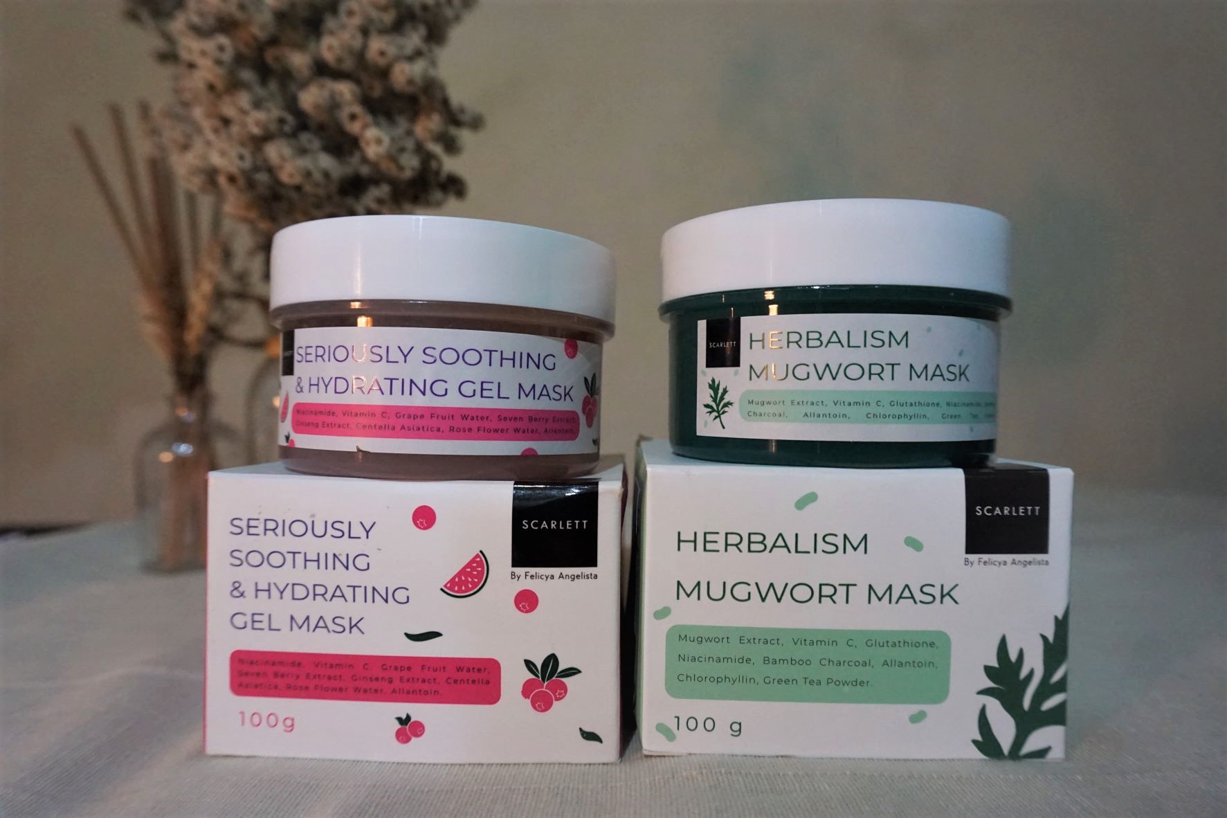 Scarlett Herbalism Mugwort Mask dan Seriously Soothing & Hydrating Gel Mask