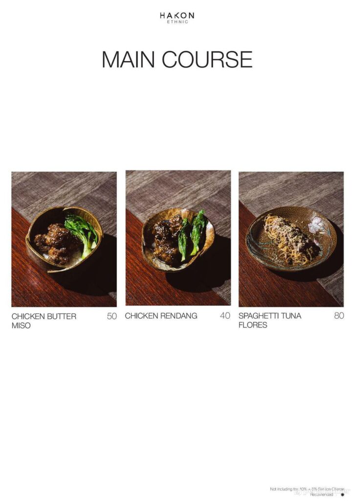 Menu Main course Hakon Ethnic Setiabudi