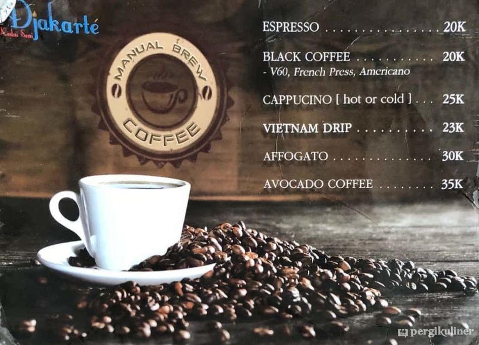 Menu Kopi di Kedai Seni Djakarte