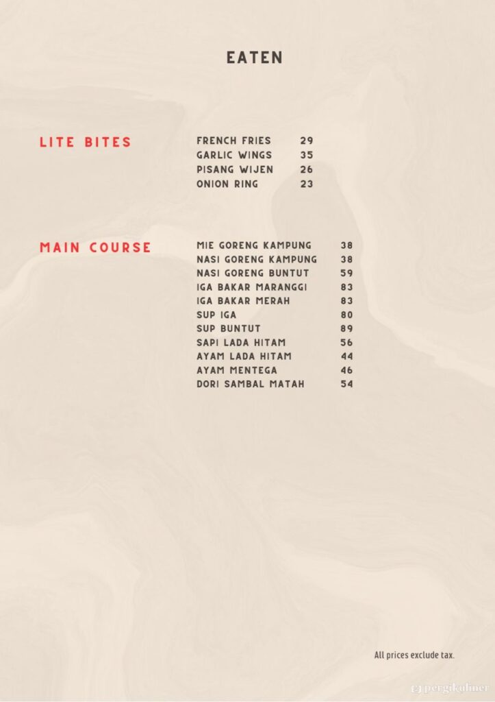 Menu Makanan di Rode Winkel, Cafe di Kota Tua Jakarta