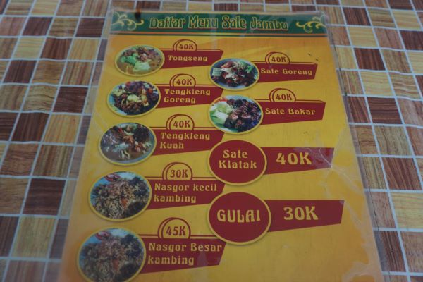 Daftar Menu Sate Jambu Muntilan
