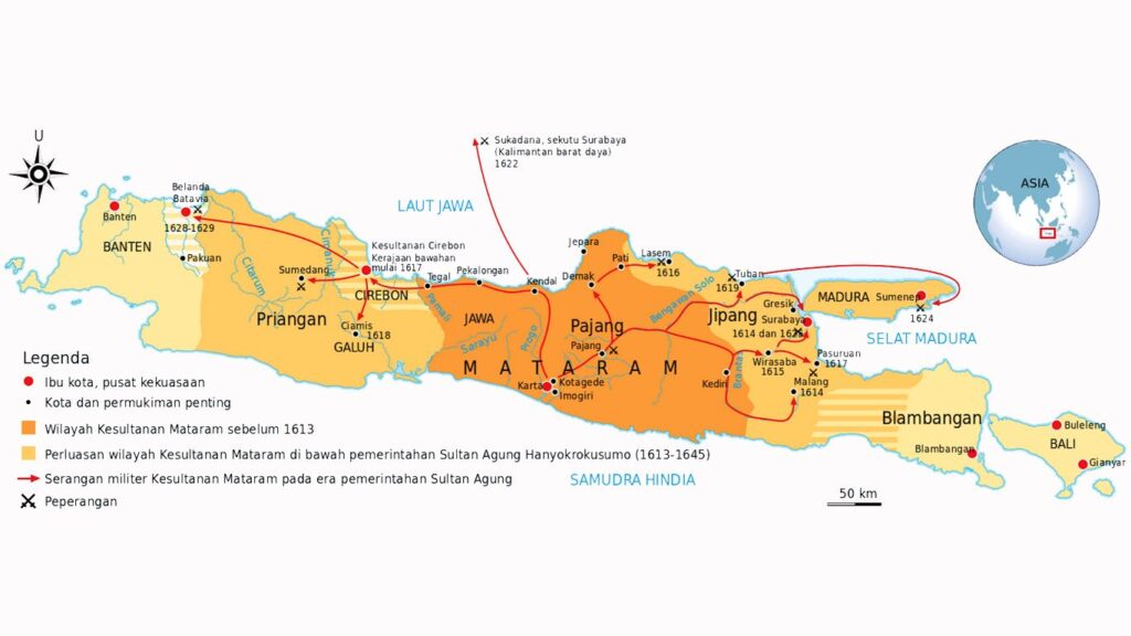 Peta Wilayah Kerajaan Mataram Islam. 